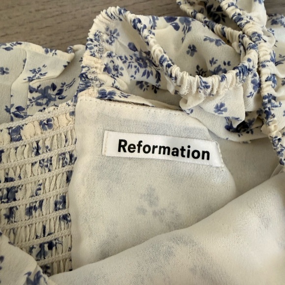 Reformation Paris Floral Blue Mini Dress Gracie - Picture 3 of 6